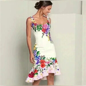 🌷Venus Floral dress high Low beaded zipper Heart neckline lined sleevele…